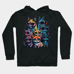 Psychedelic Cats in Glasses Hoodie